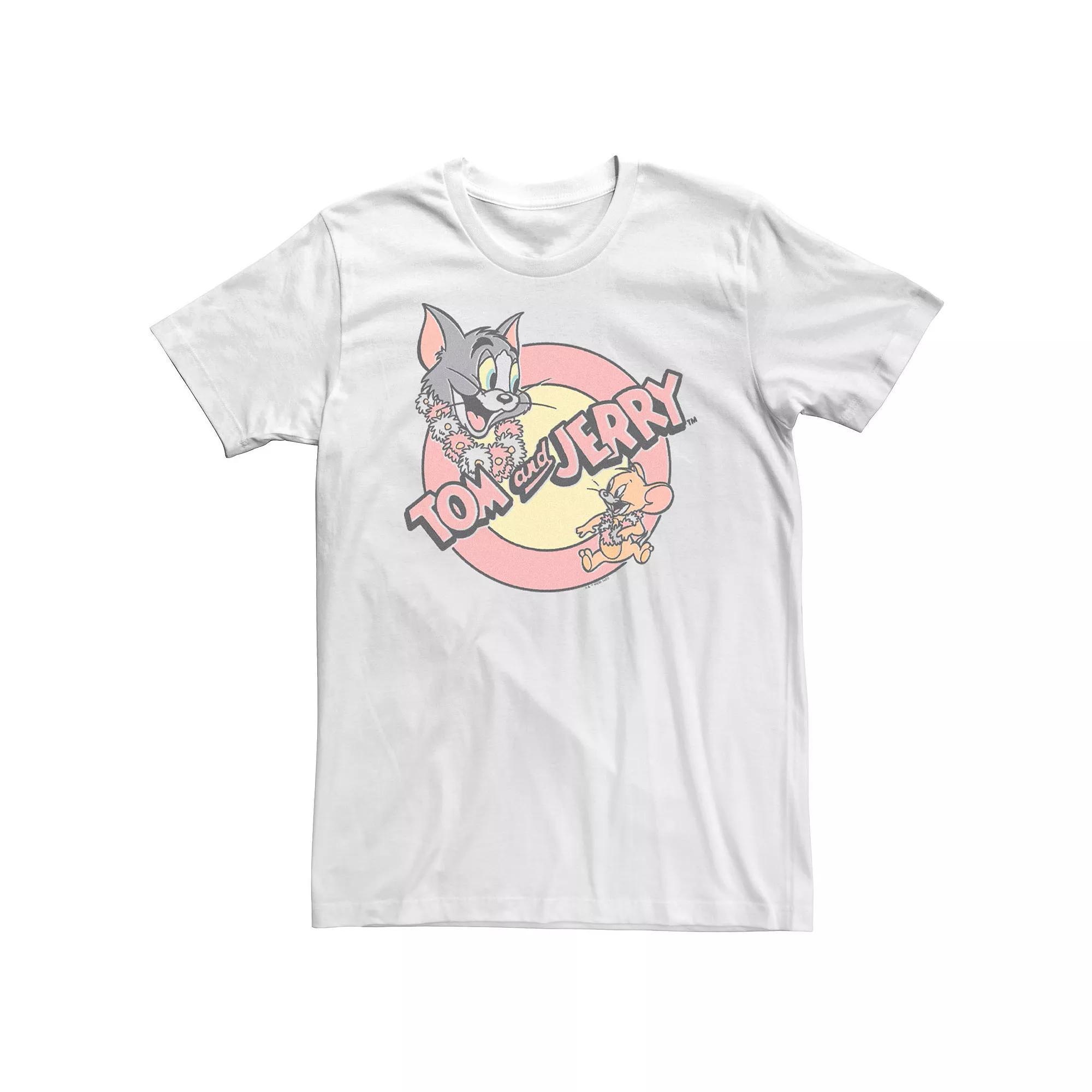 Big & Tall Tom And Jerry Retro Cartoon Luau Tee, Men's, Size: 4XL, White Product Image