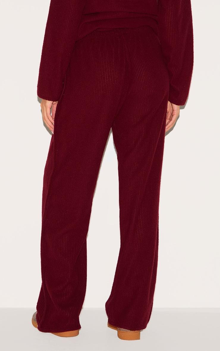 Burgundy Soft Rib Straight Leg Pants Product Image