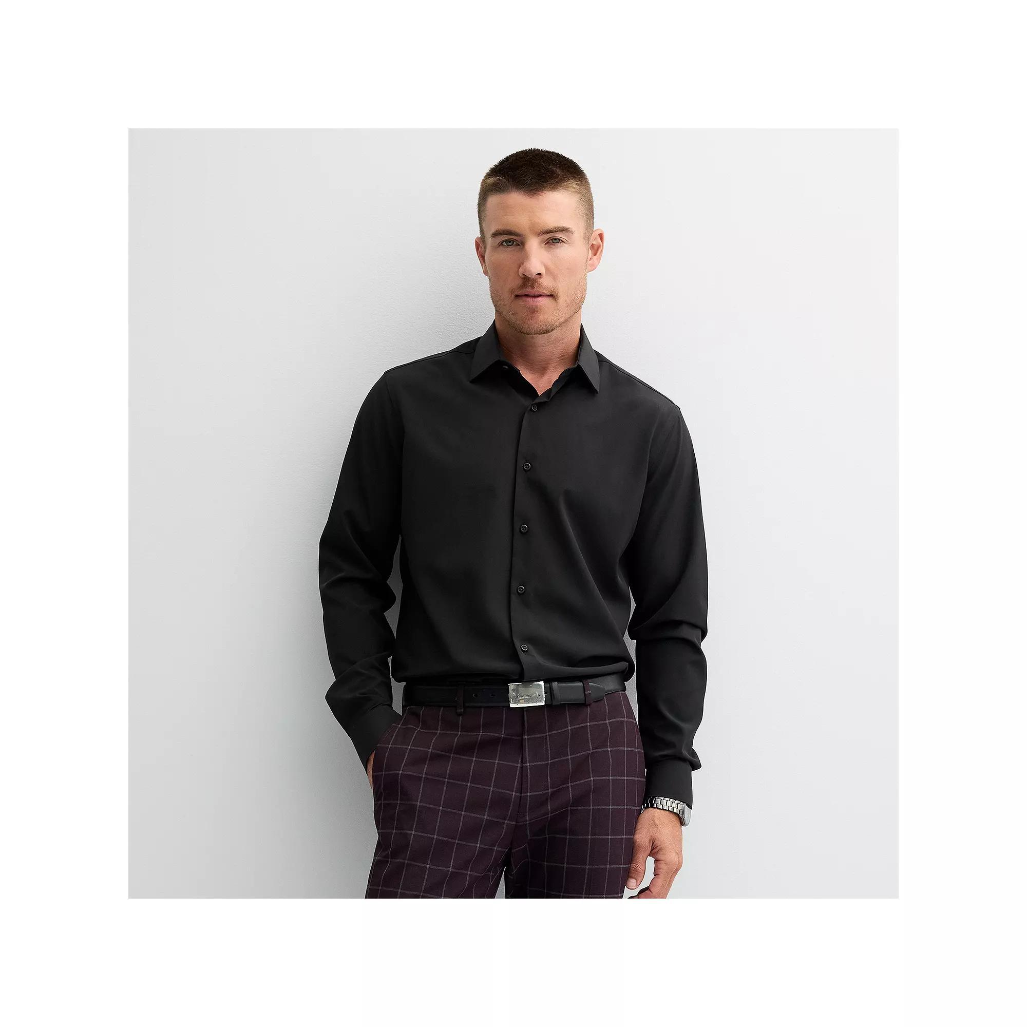 Men's Apt. 9® Performance Regular-Fit Wrinkle Resistant Dress Shirt, Size: Medium-34/35, Black Solid Product Image