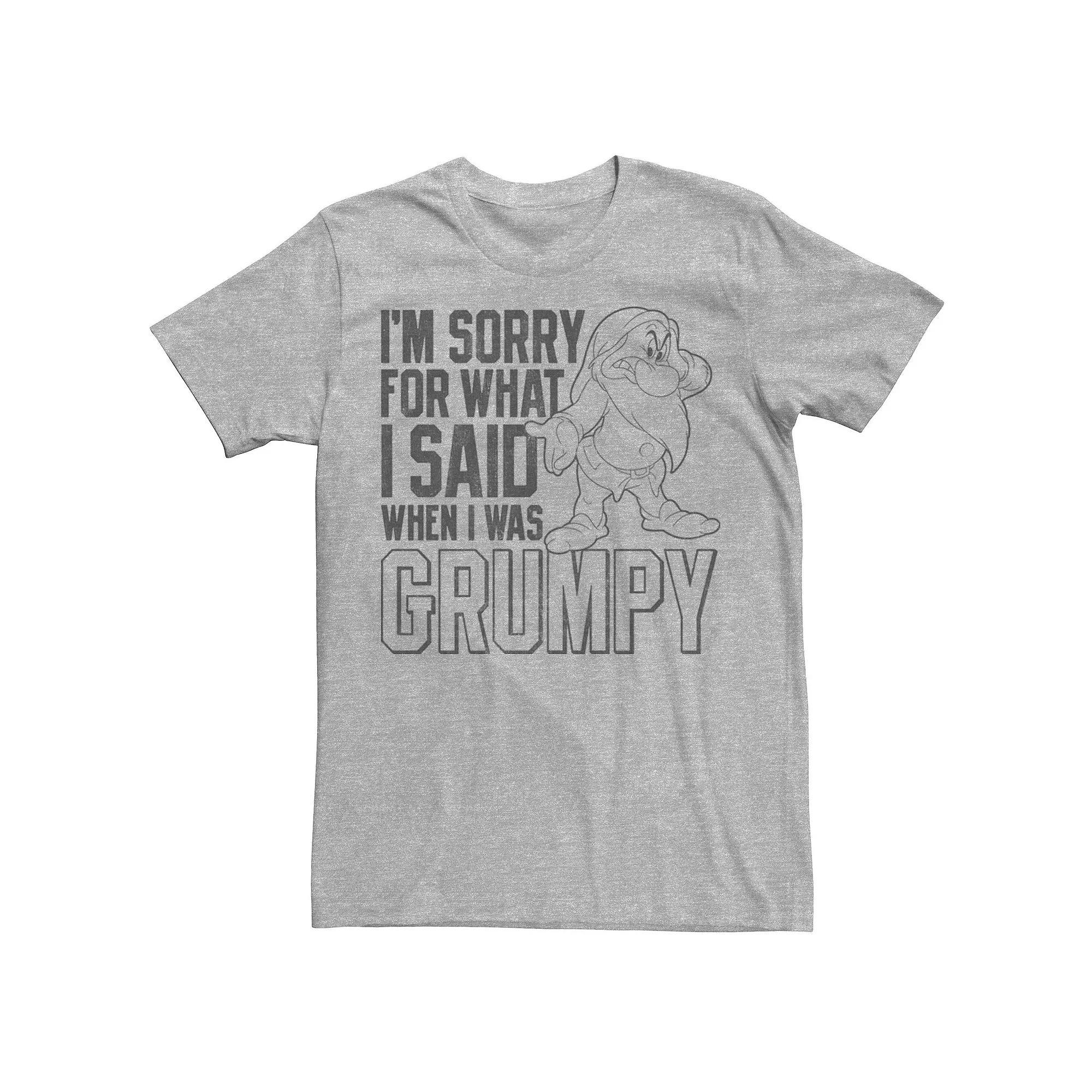 Disney's Snow White Grumpy Men's I'm Sorry For What I Said Tee, Size: XXL, Athletic Grey Product Image