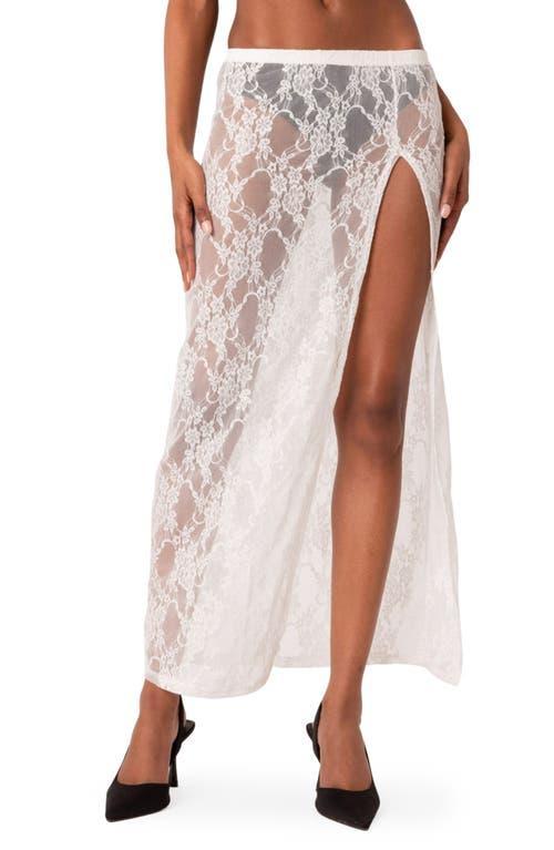 Womens Lace Low Rise High Slit Maxi Skirt Product Image