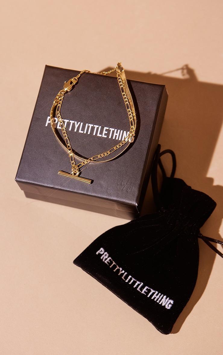 Real Gold Plated Snake & T Bar Multi Bracelet Product Image