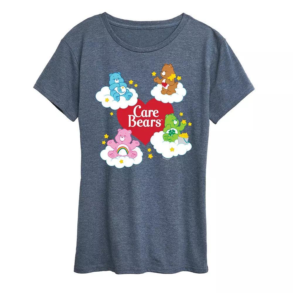 Womens Care Bears Heart And Bear Logo Graphic Tee Grey Blue Product Image