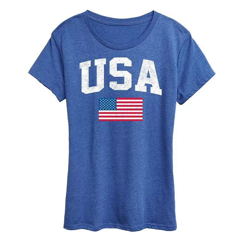 Women's USA Flag Graphic Tee, Size: XL, Grey Gray Product Image