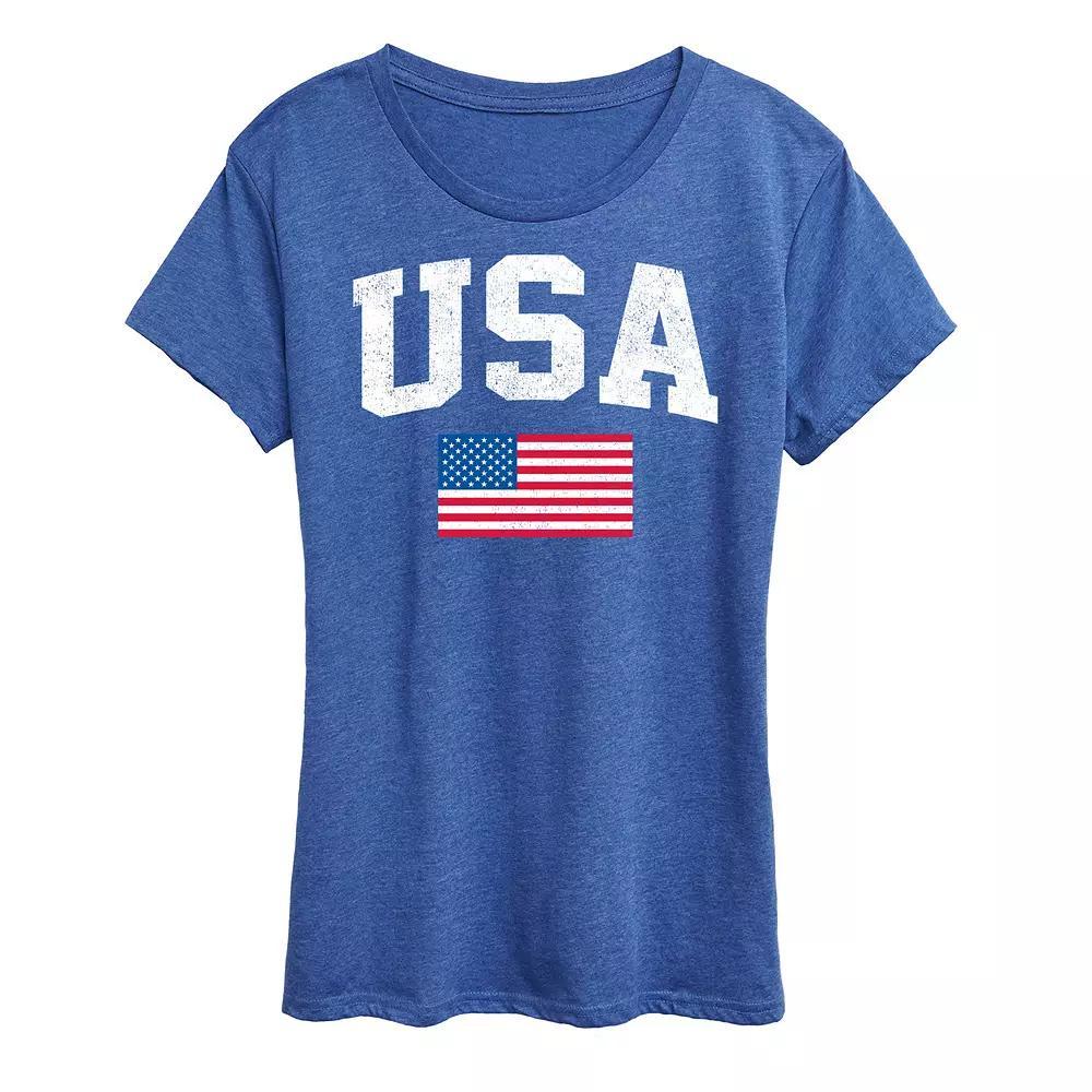 Women's USA Flag Graphic Tee, Size: XL, Grey Gray Product Image