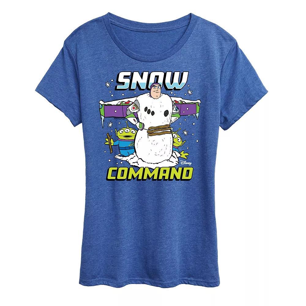 Disney / Pixars Toy Story Womens Snow Command Graphic Tee, Girls Grey Royal Blue Product Image