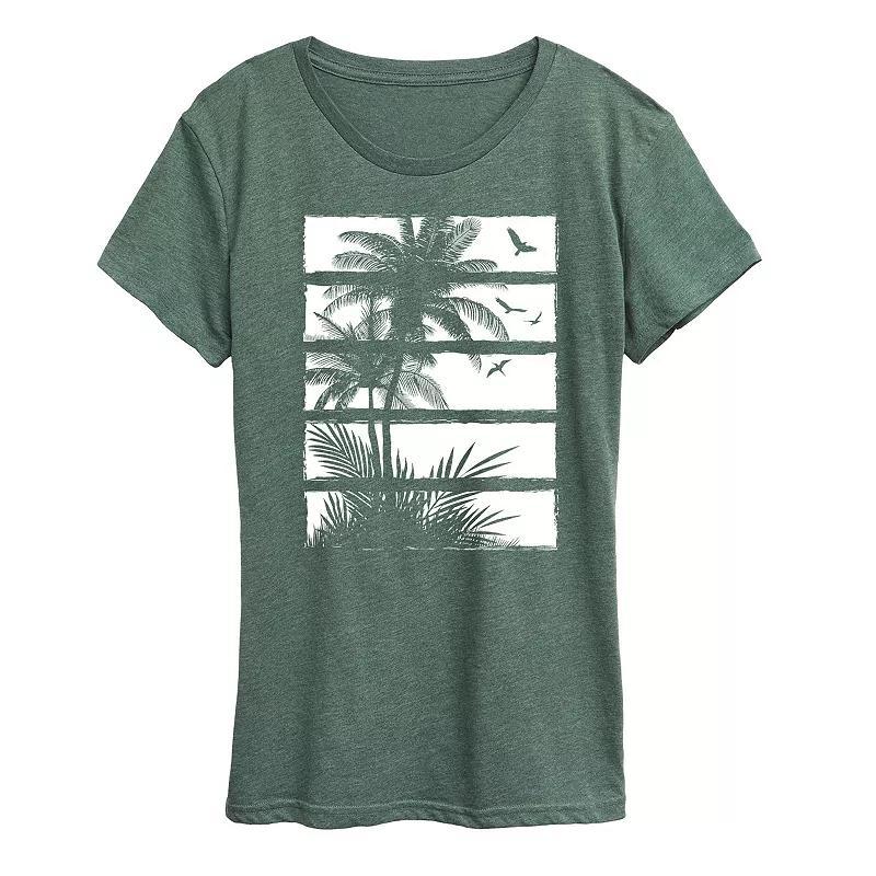 Womens Palm Tree Silhouette Panels Graphic Tee Blue Product Image