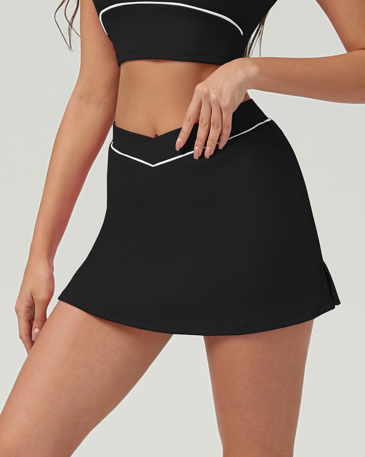 Black High Stretch A-Line Yoga Skirt Product Image