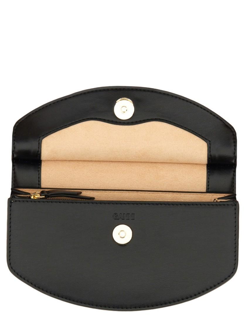 GANNI Womens Black Apo-g Mini Leather-blend Top-handle Bag Product Image