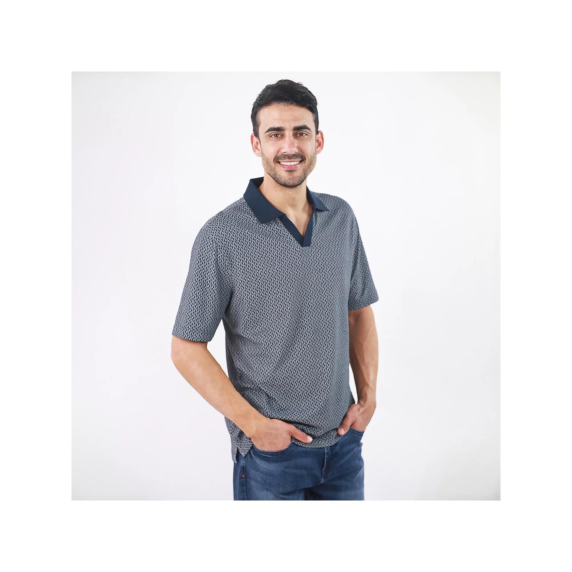 Men's JACHS NY Short Sleeve Lightweight Knit Oxford Polo, Size: XL, Blue Product Image