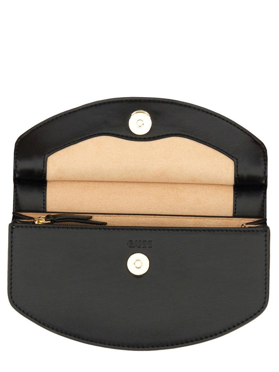 GANNI Womens Black Apo-g Mini Leather-blend Top-handle Bag Product Image