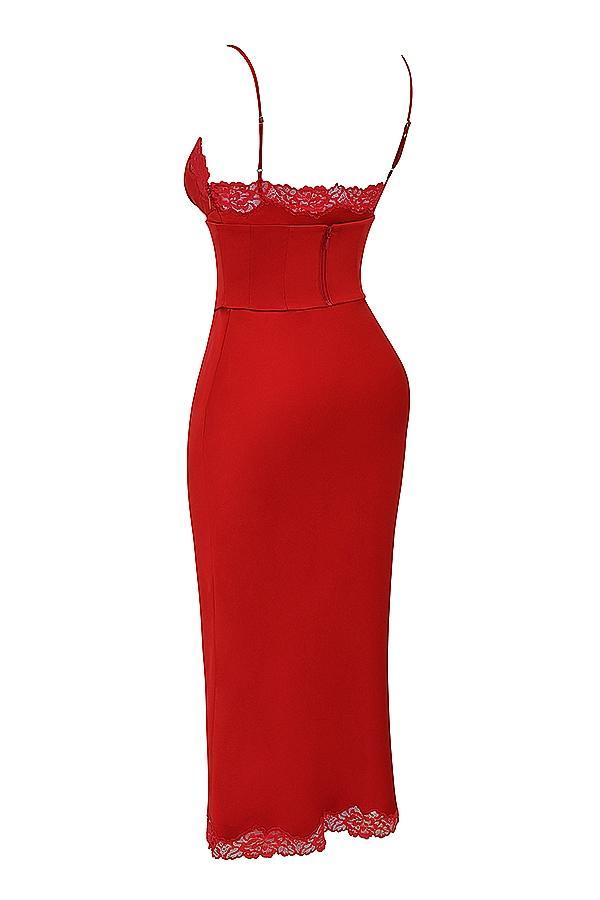 Salma  red rose satin slip dress Product Image