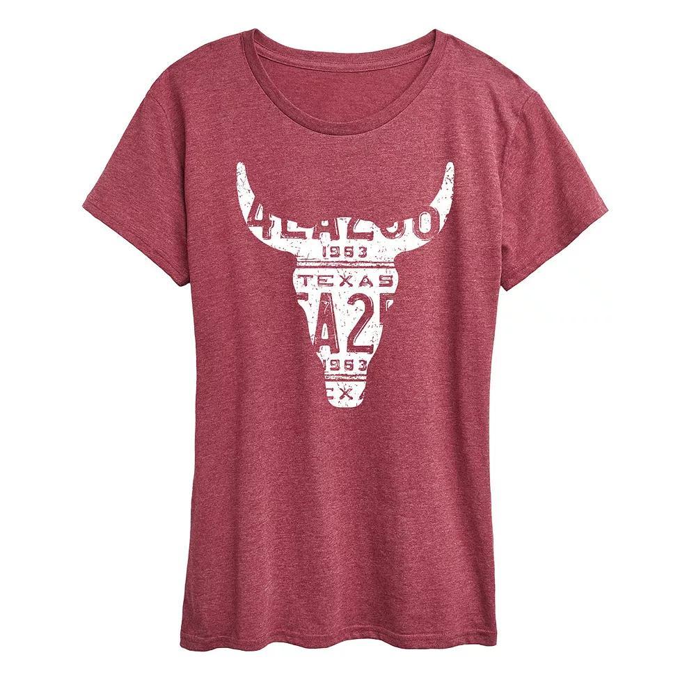 Womens Texas License Plate Steer Graphic Tee Heather Grey Product Image