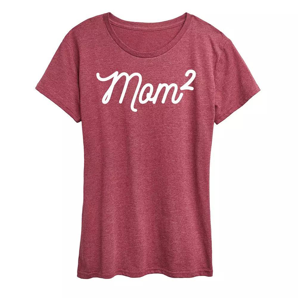 Womens Mom To The 2nd Power Graphic Tee Grey Royal Blue Product Image