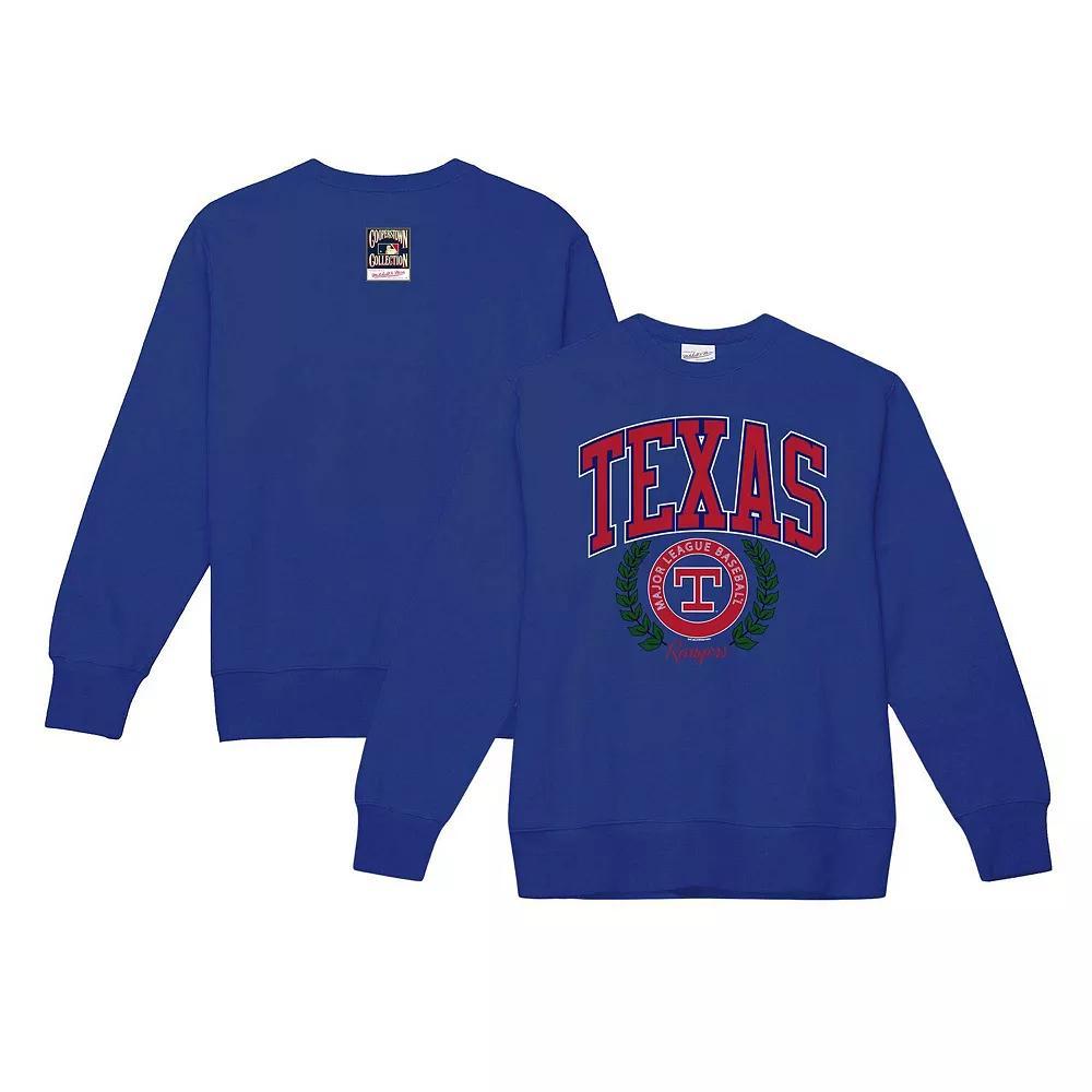 Women's Mitchell & Ness Royal Texas Rangers Cooperstown Collection Logo Pullover Sweatshirt, Size: XS, Blue Product Image