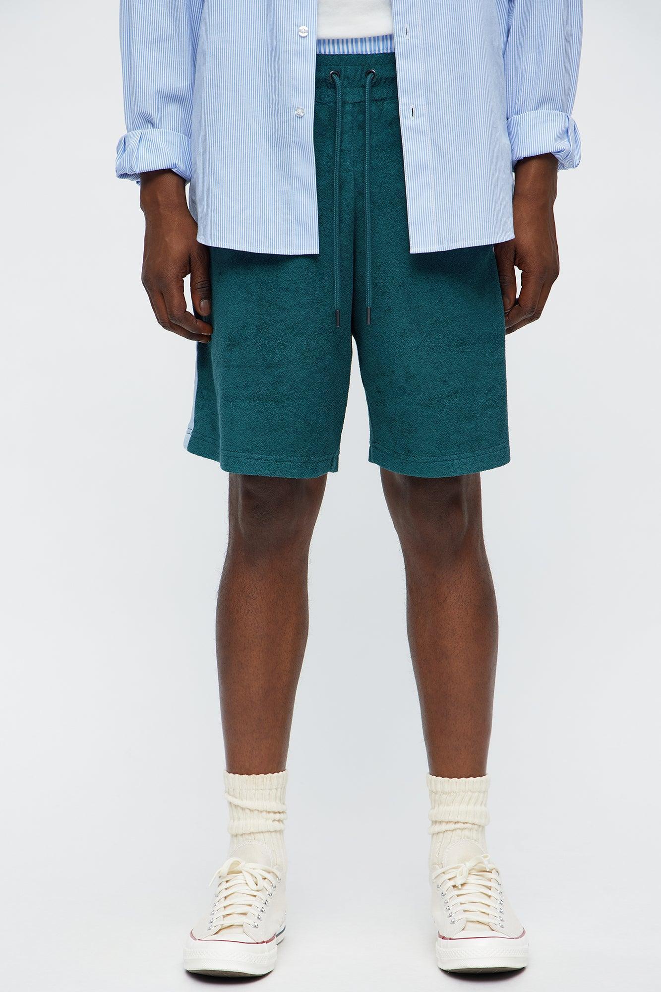 Relaxed Chateau Terry Double Waistband Shorts - Teal/combo Male Product Image