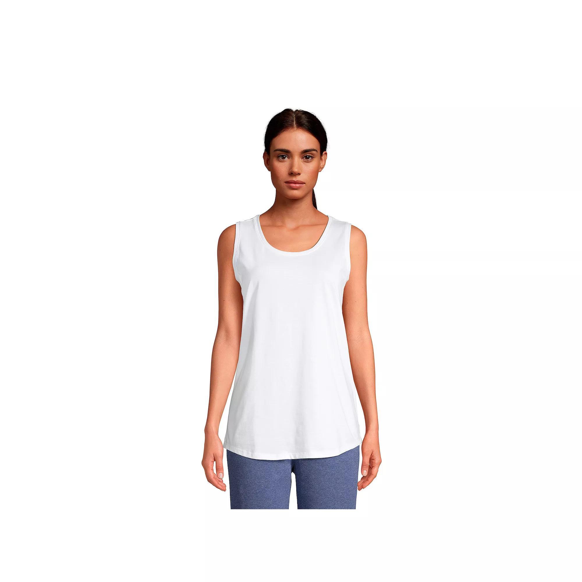 Women's Lands' End Supima Cotton Scoopneck Tunic Tank Top, Size: Small Petite, Black Product Image