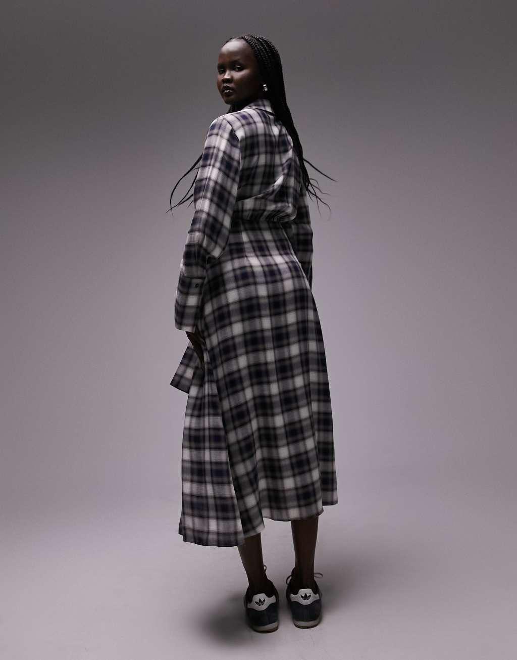 Topshop tie front midi shirt dress Product Image