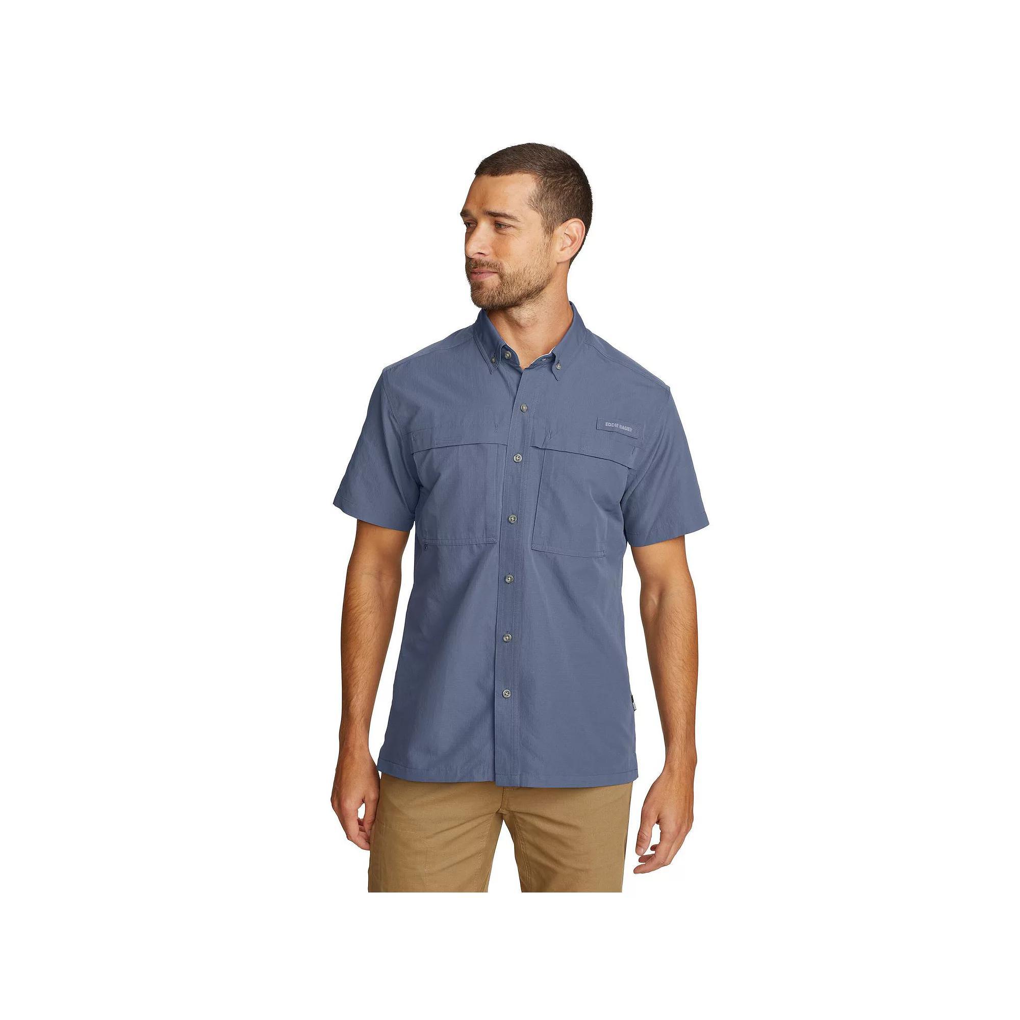 Big & Tall Eddie Bauer Short Sleeve Rainier Ripstop Button-Down Shirt, Men's, Size: 3XL Tall, Pink Product Image