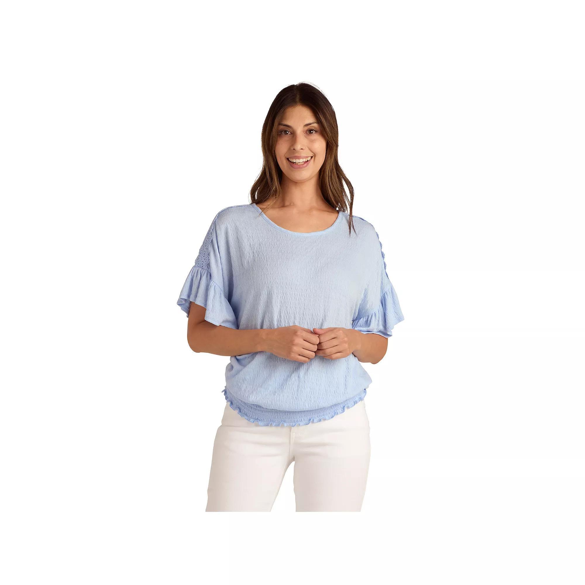 Women's AB Studio Dolman Ruffle Sleeve Top, Size: XXL, Light Blue Product Image