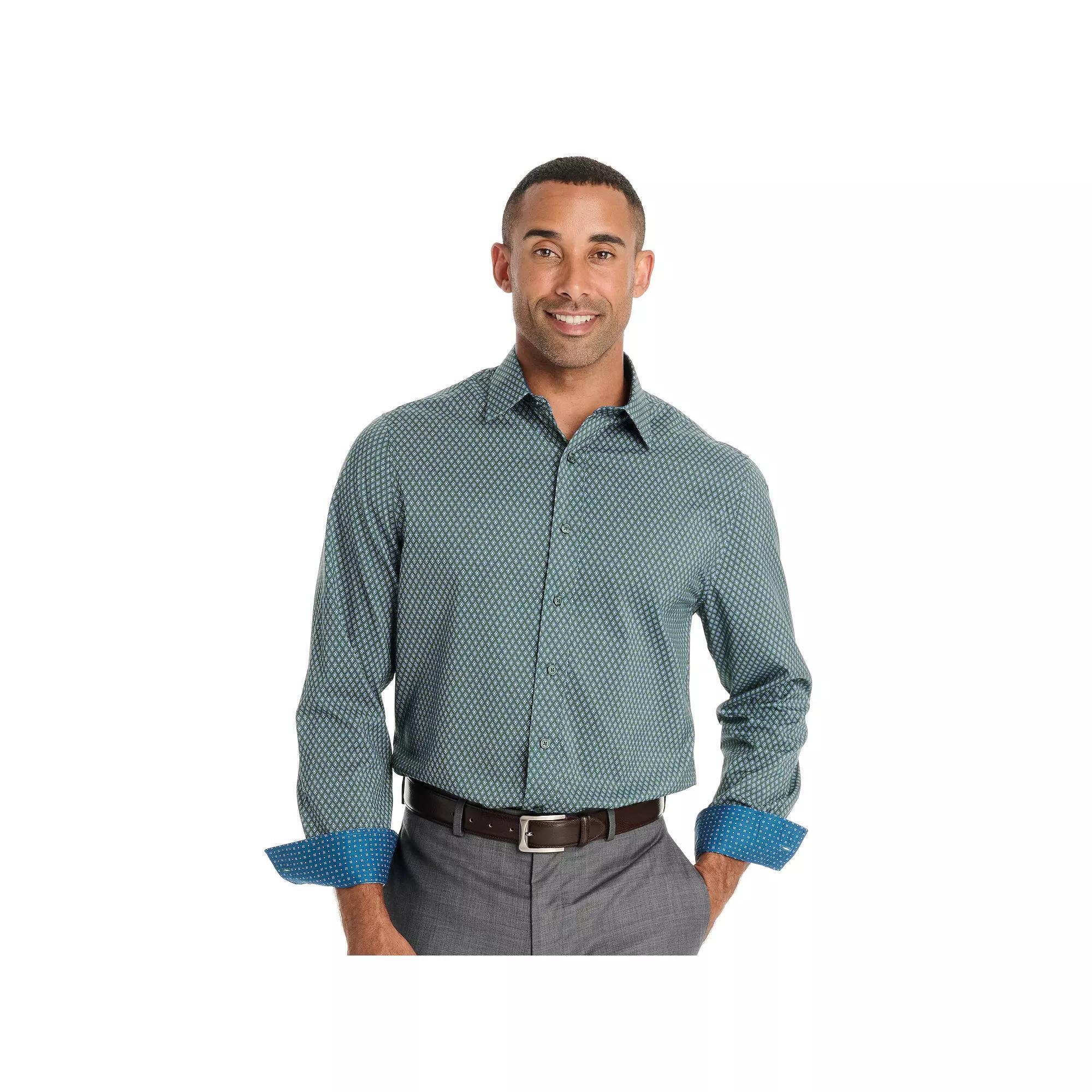 Men's Nick Graham Traveler Collection Performance Modern-Fit Stretch Dress Shirt, Size: 2XL-36/37, Green Product Image