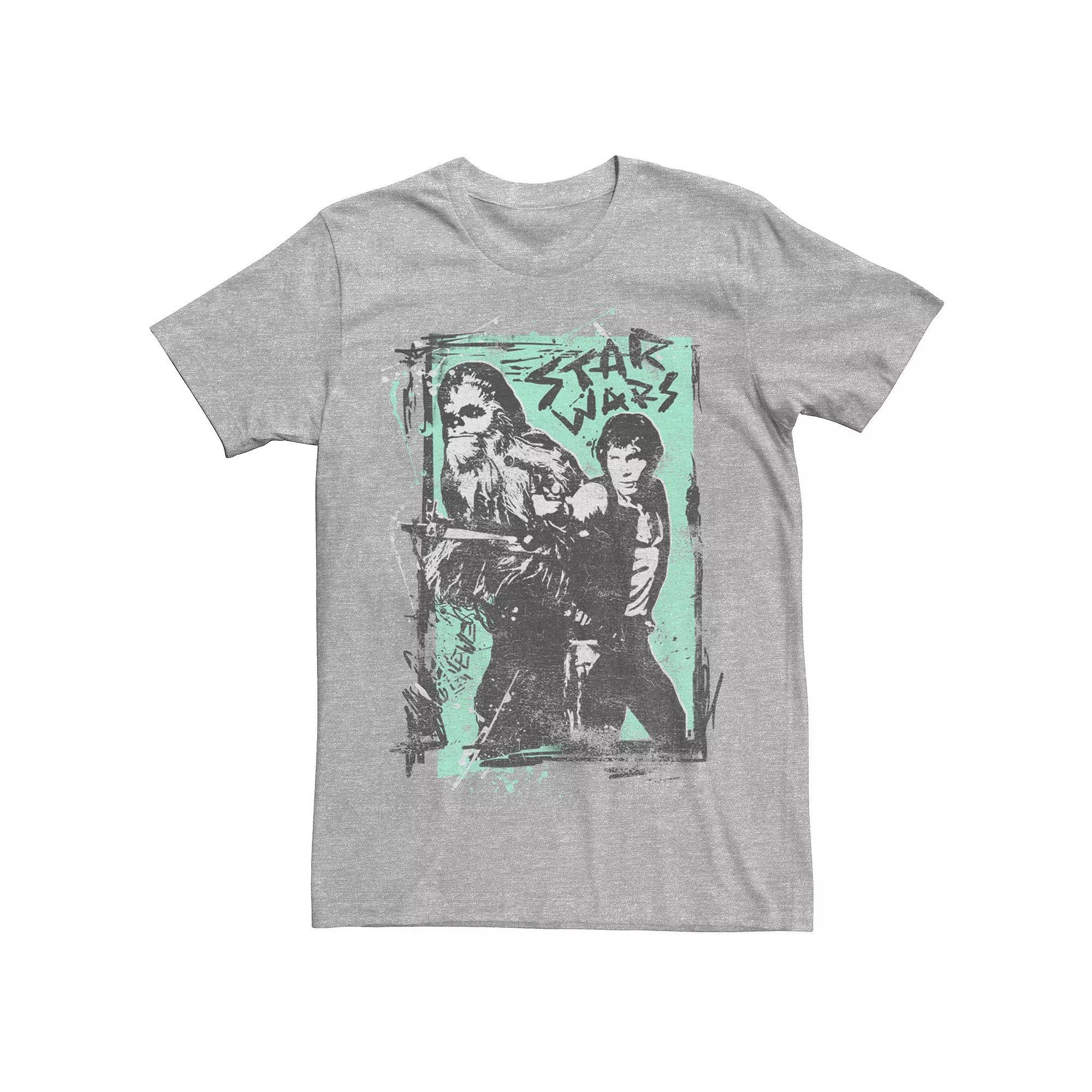Men's Star Wars Han And Chewie Grunge Poster Graphic Tee, Size: 3XL, Athletic Grey Product Image