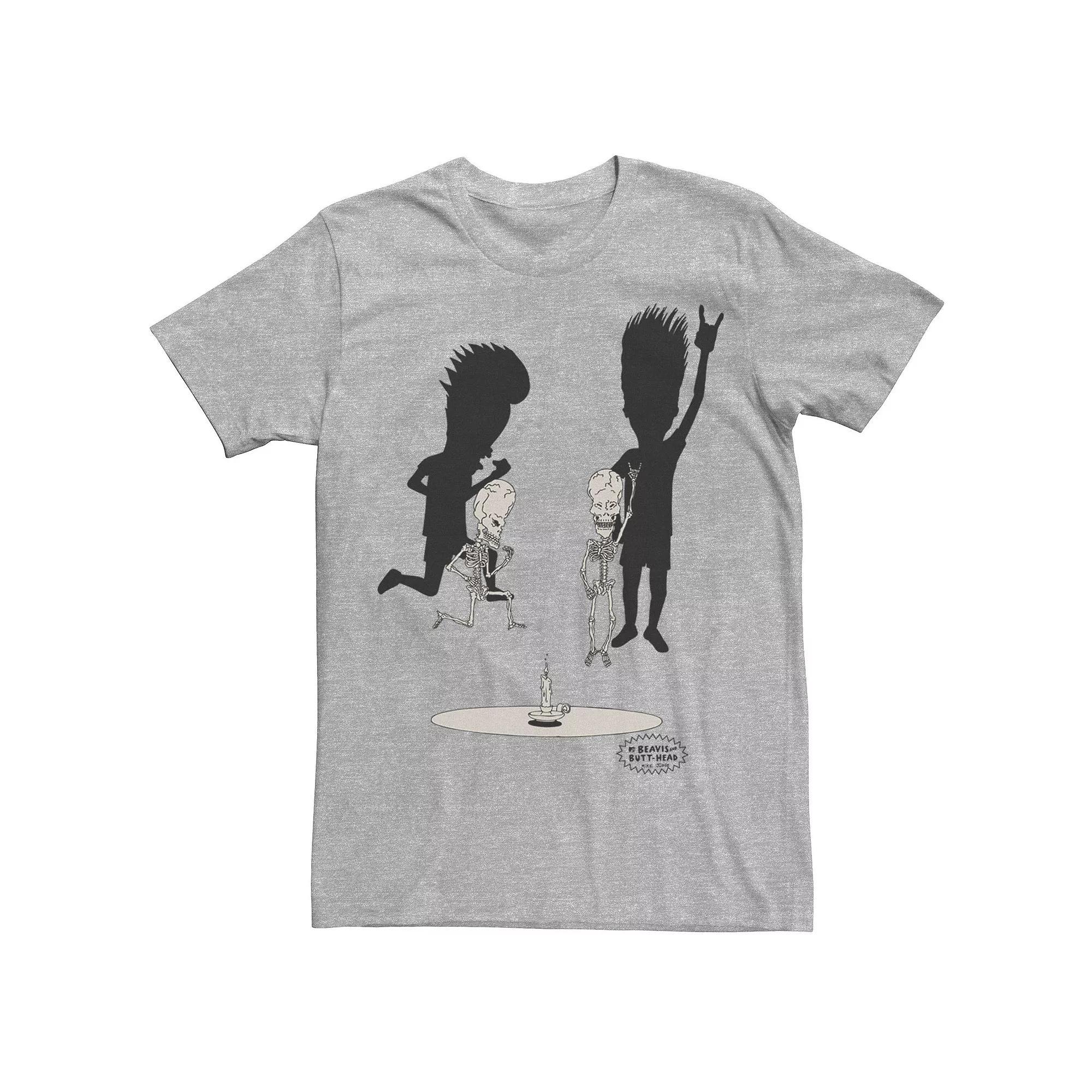 Men's Beavis and Butthead Skeletons Rocking Out Portrait Tee, Size: XXL, Red Grey Product Image