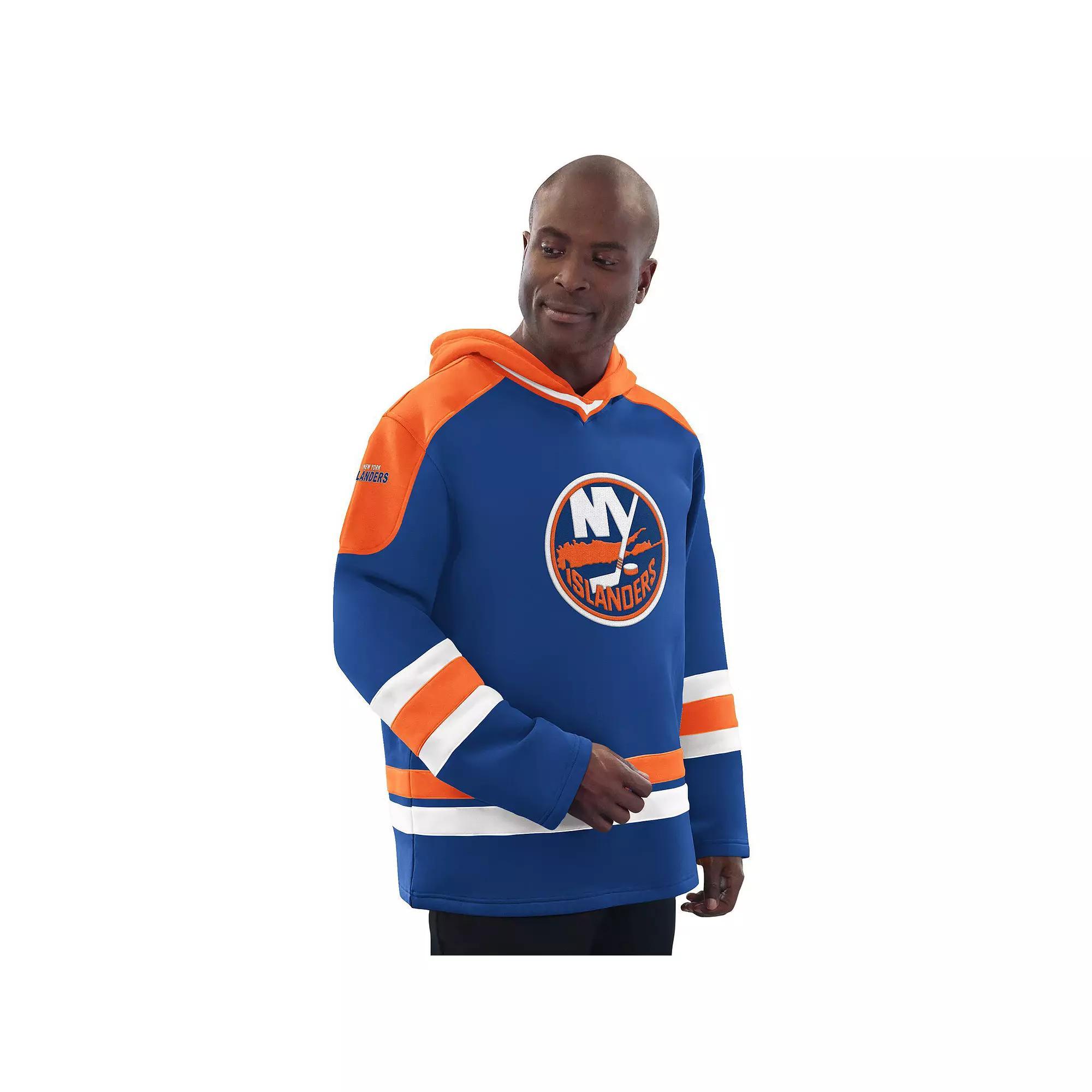 Men's Starter Royal/Orange New York Islanders Hockey Pullover Hoodie, Size: XL, Isl Blue Product Image