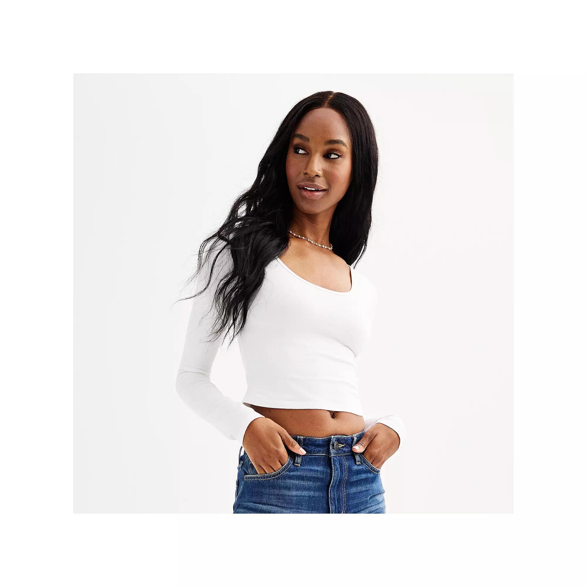 Juniors SO Long Sleeve Cropped Tee, Womens Product Image