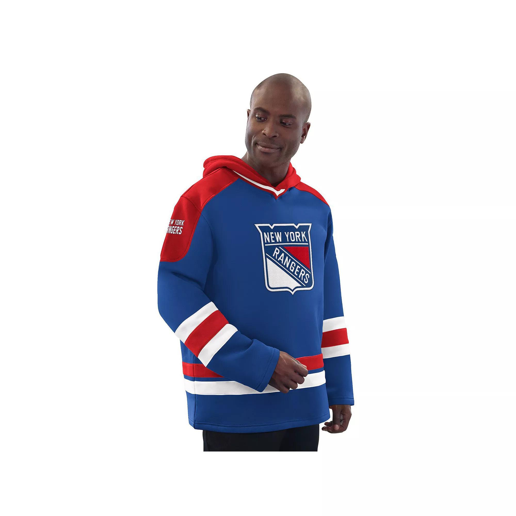 Men's Starter Blue/Red New York Rangers Hockey Pullover Hoodie, Size: Medium, Ran Blue Product Image