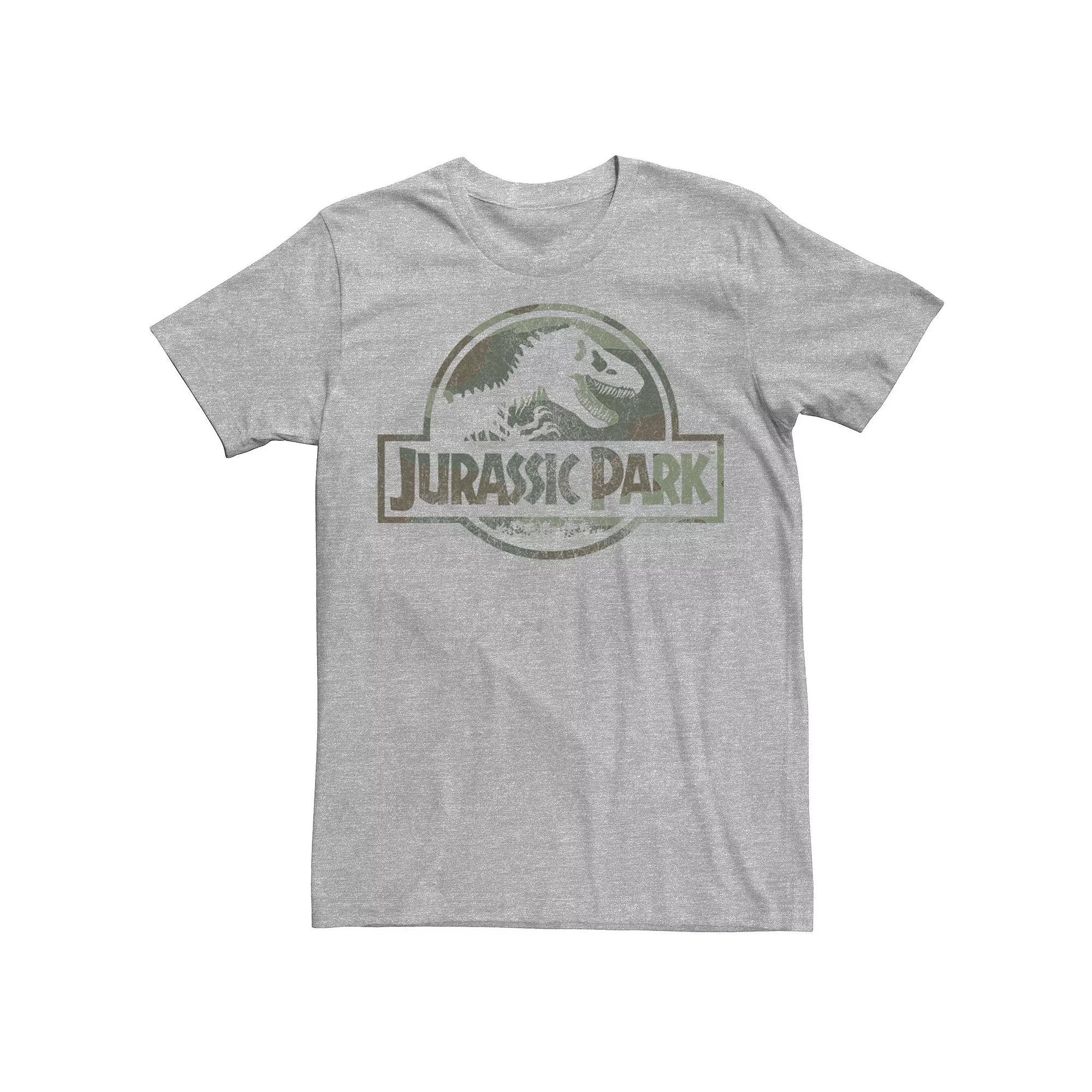 Mens Jurassic Park Camo Fossil Logo Tee, Men's, Size: Small, Athletic Grey Product Image