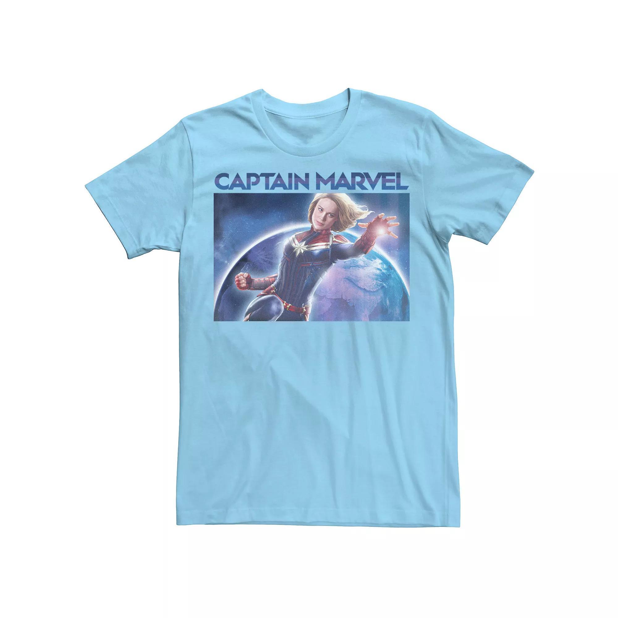 Men's Marvel Captain Marvel Photo Galactic Poster Tee, Size: 3XL, Light Blue Product Image