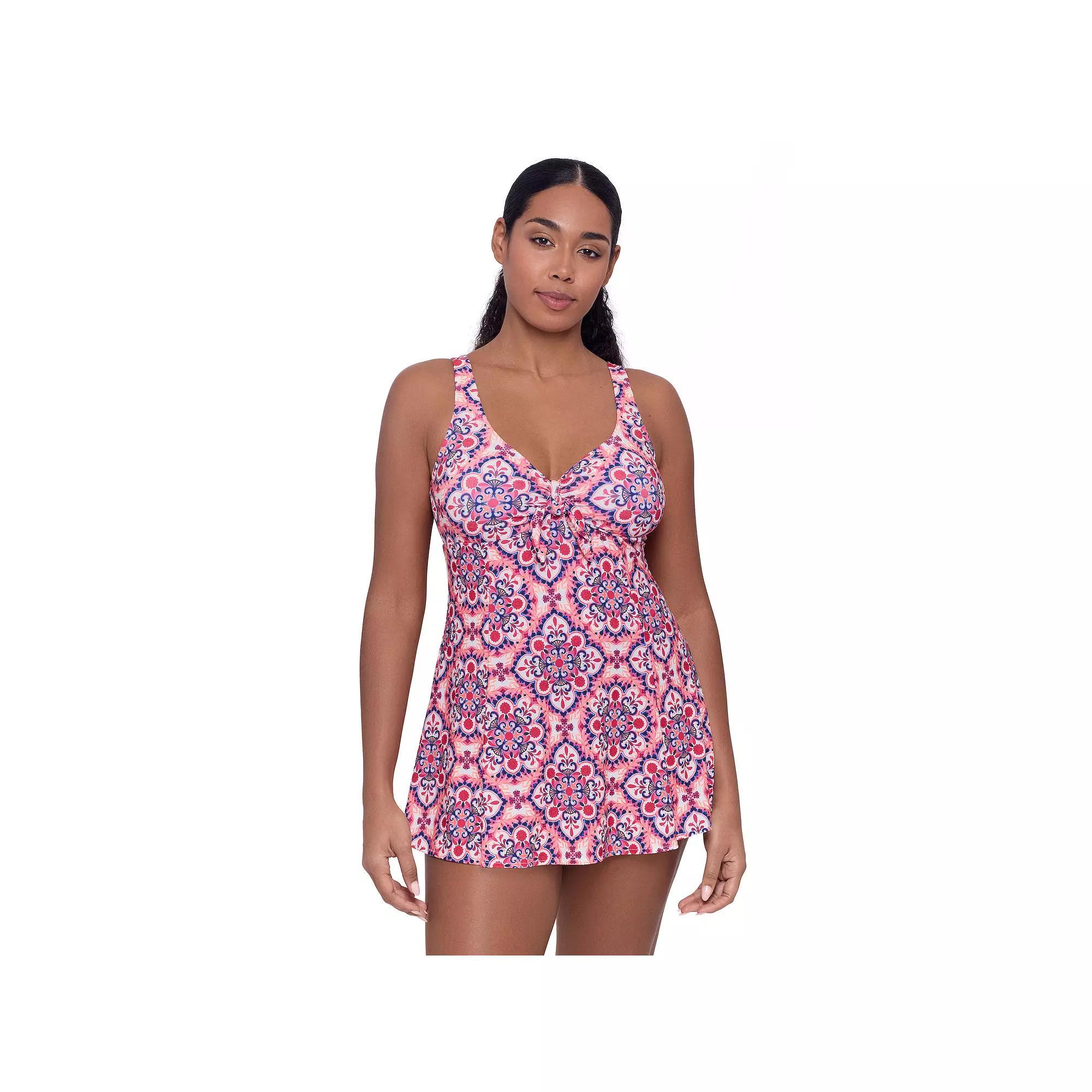 Women's Bal Harbour Bow Front Swimdress, Size: 18, Tile Trouble Product Image