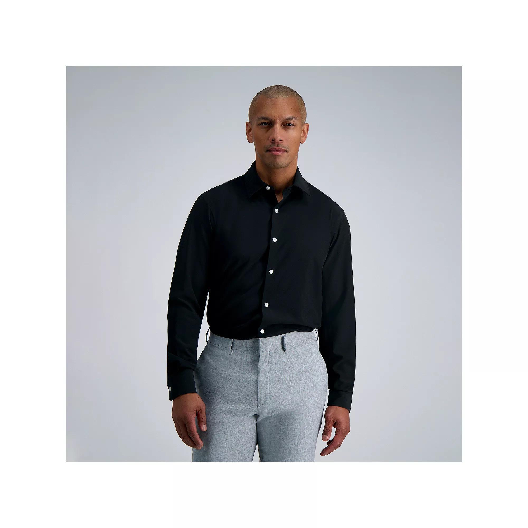 Men's Haggar® Smart Wash® Slim Fit Wrinkle Free Dress Shirt, Size: 15.5-32/33, Black Product Image
