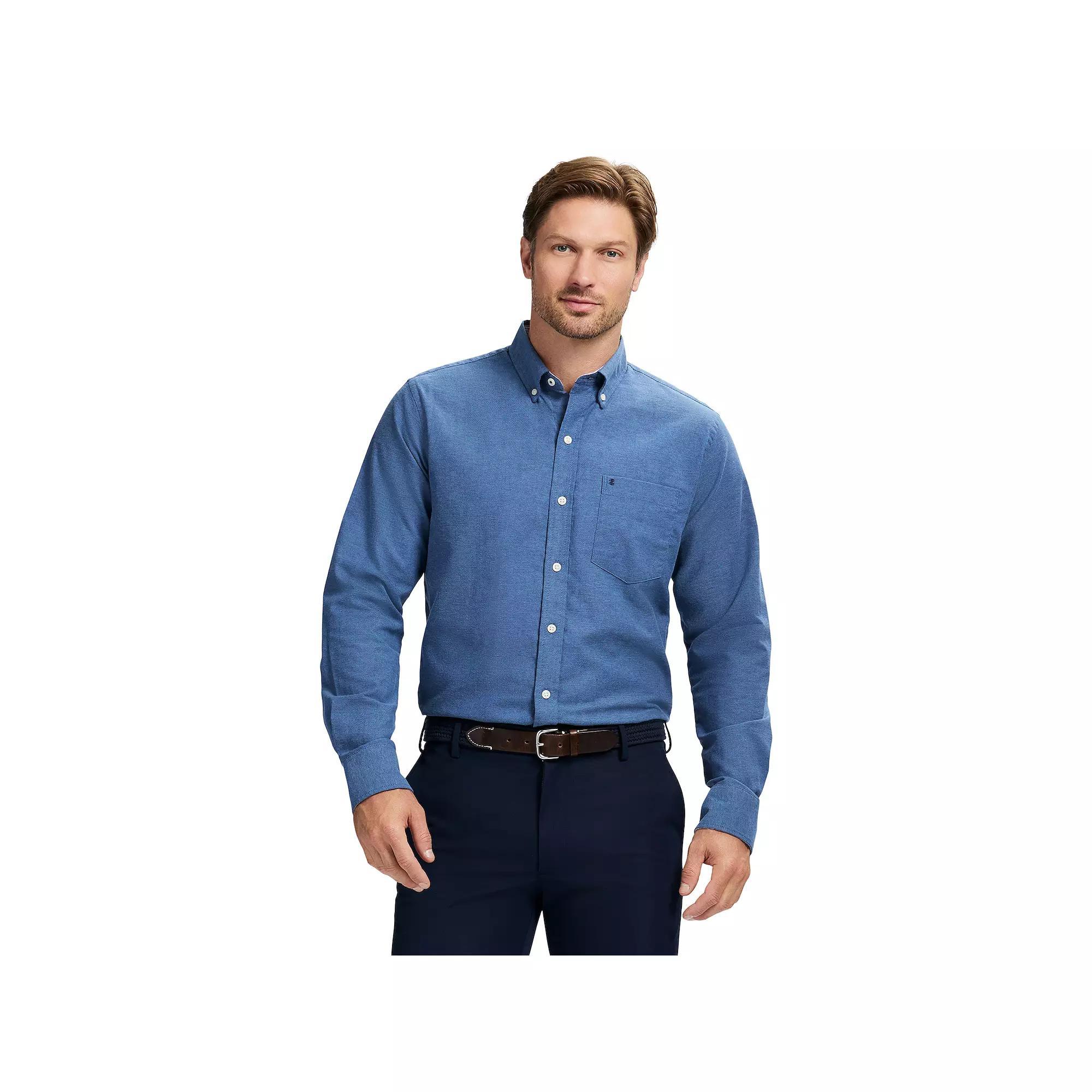 Men's IZOD Oxford Woven Long Sleeve Button-Down Shirt, Size: XXL, Medieval Blue Solid Product Image