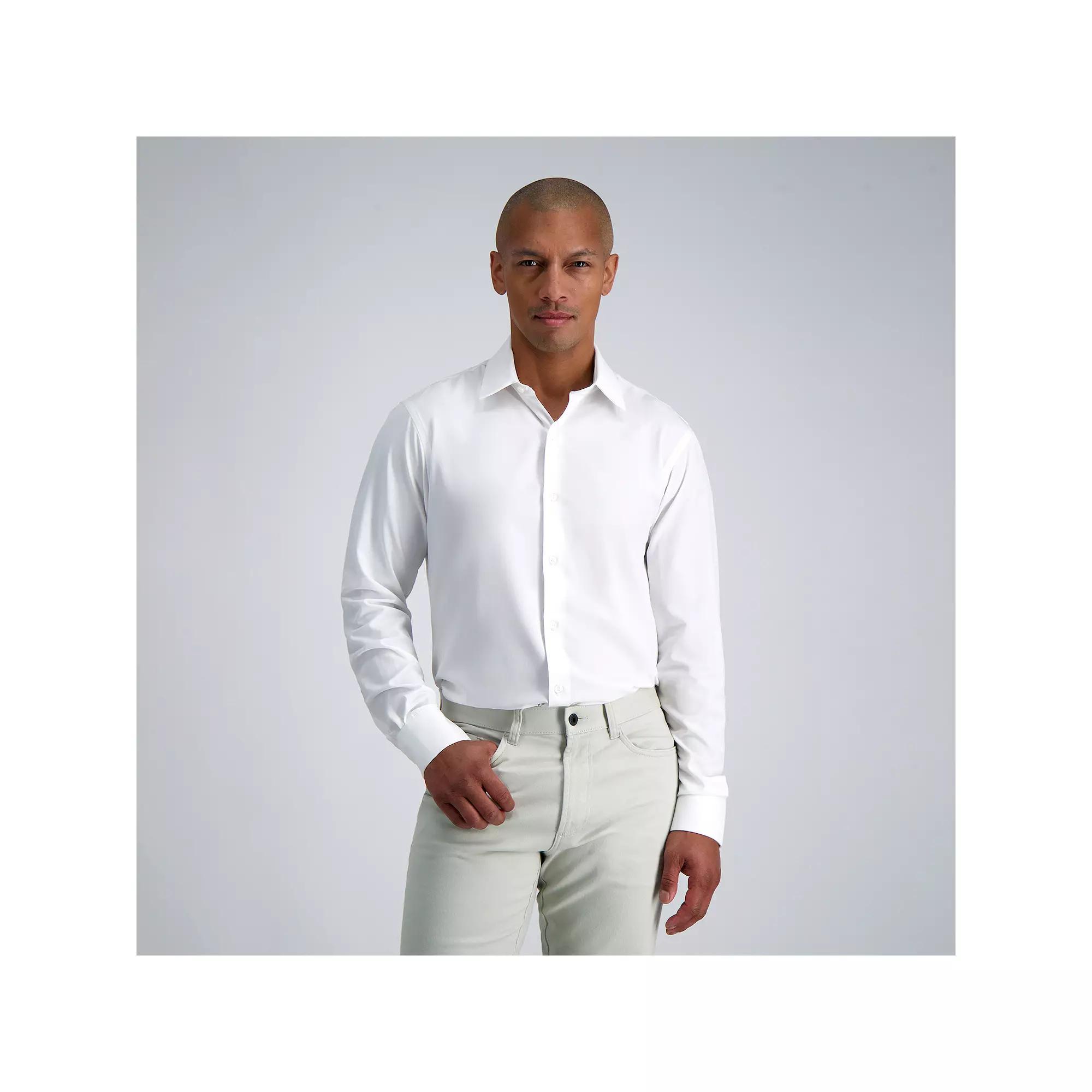 Men's Haggar® Smart Wash® Slim Fit Wrinkle Free Dress Shirt, Size: 17.5-34/35, White Solid Product Image