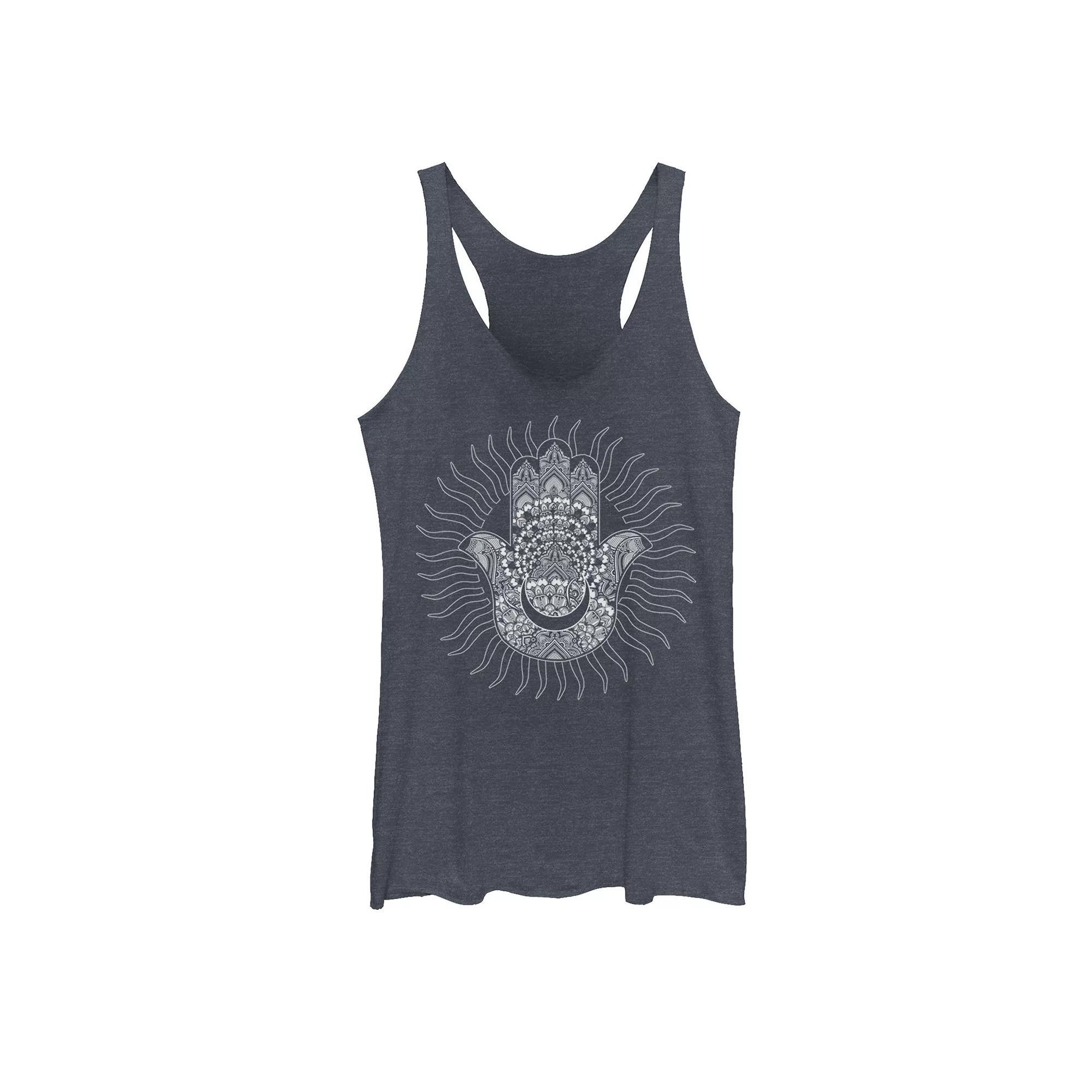 Juniors' Hamsa Moon Sun Geometric Design Graphic Tank Top, Girl's, Size: Small, Navy Grey Product Image