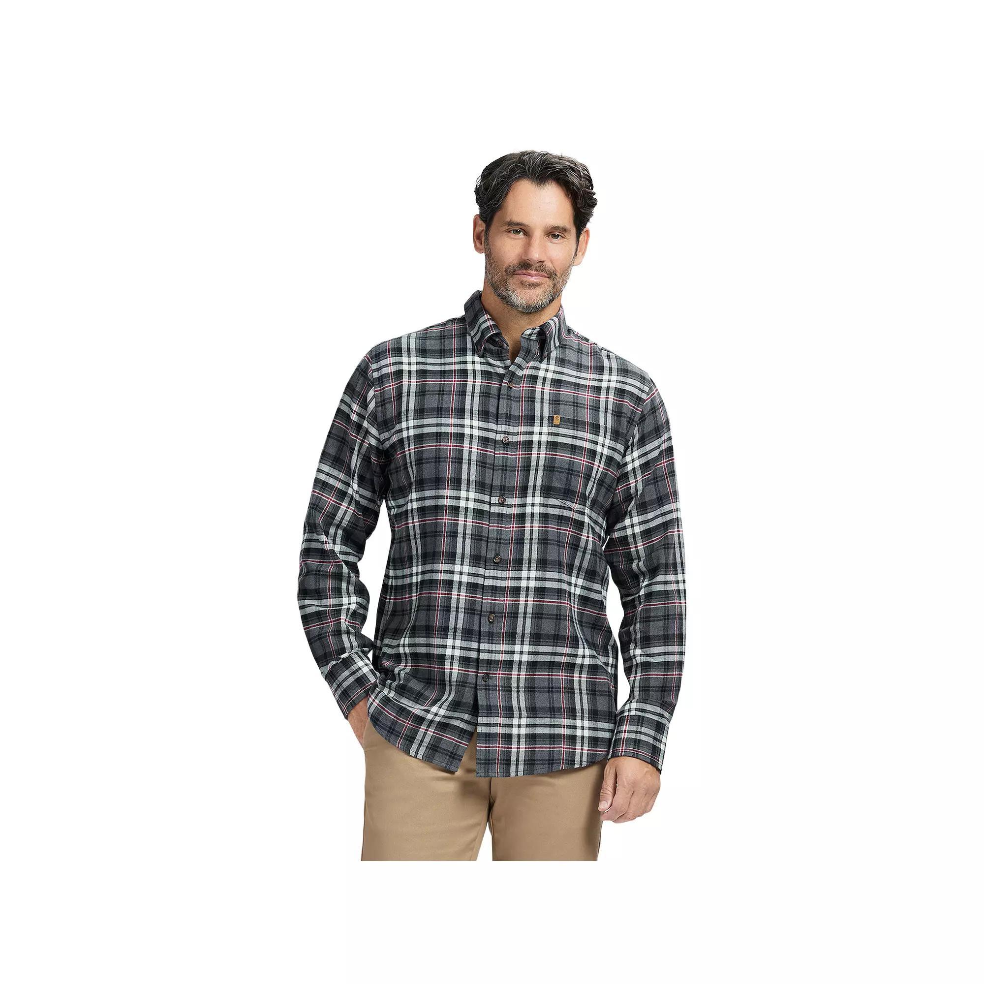 Men's IZOD Stratton Flannel Long Sleeve Button Down Shirt, Size: Small, Asphalt Red Product Image