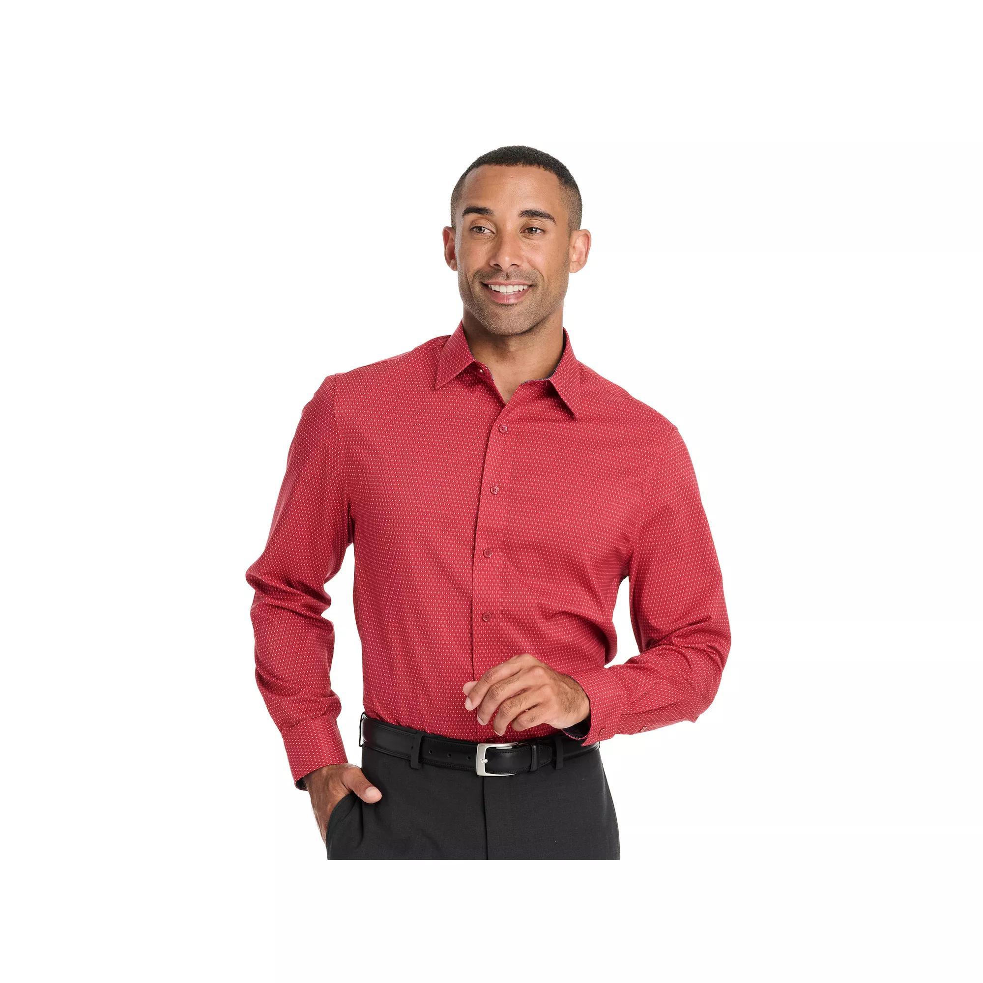 Men's Nick Graham Traveler Collection Performance Modern-Fit Stretch Dress Shirt, Size: 2XL-36/37, Red Product Image