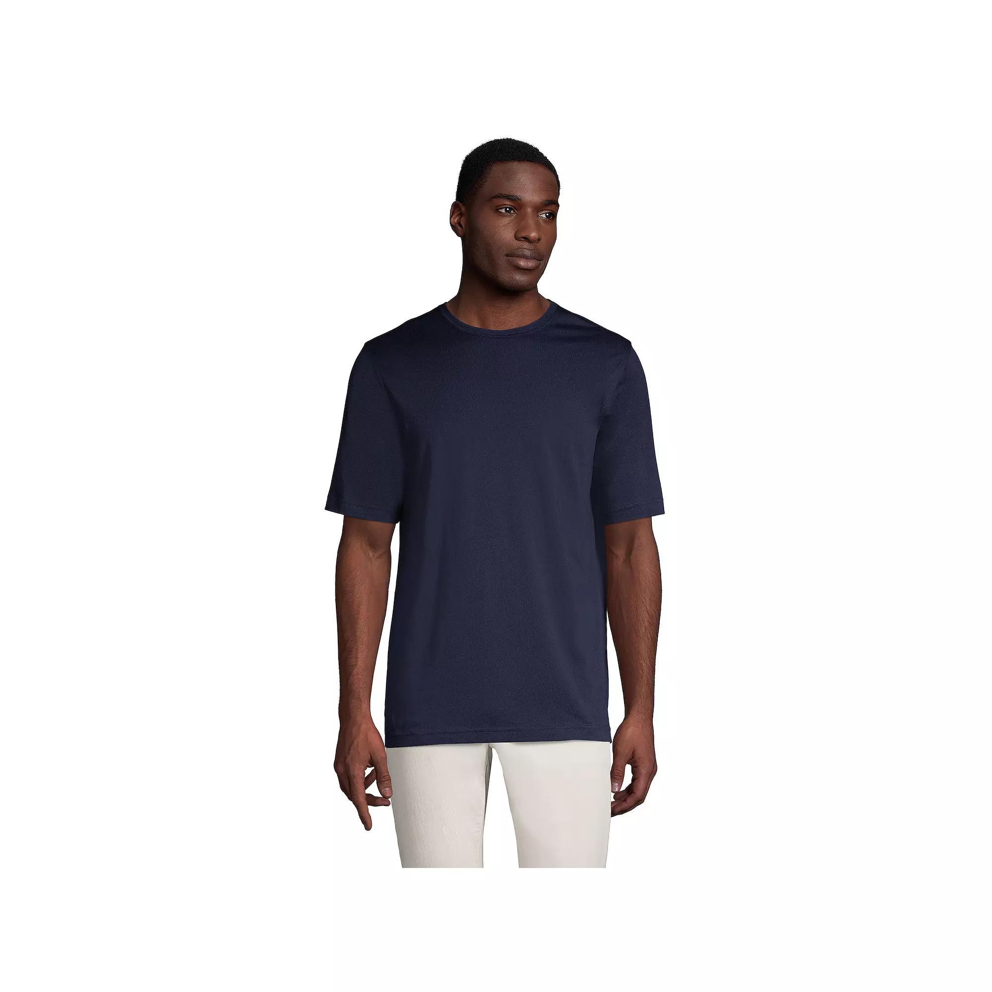 Men's Lands' End Supima Crewneck Tee, Size: Large, Radiant Blue Product Image