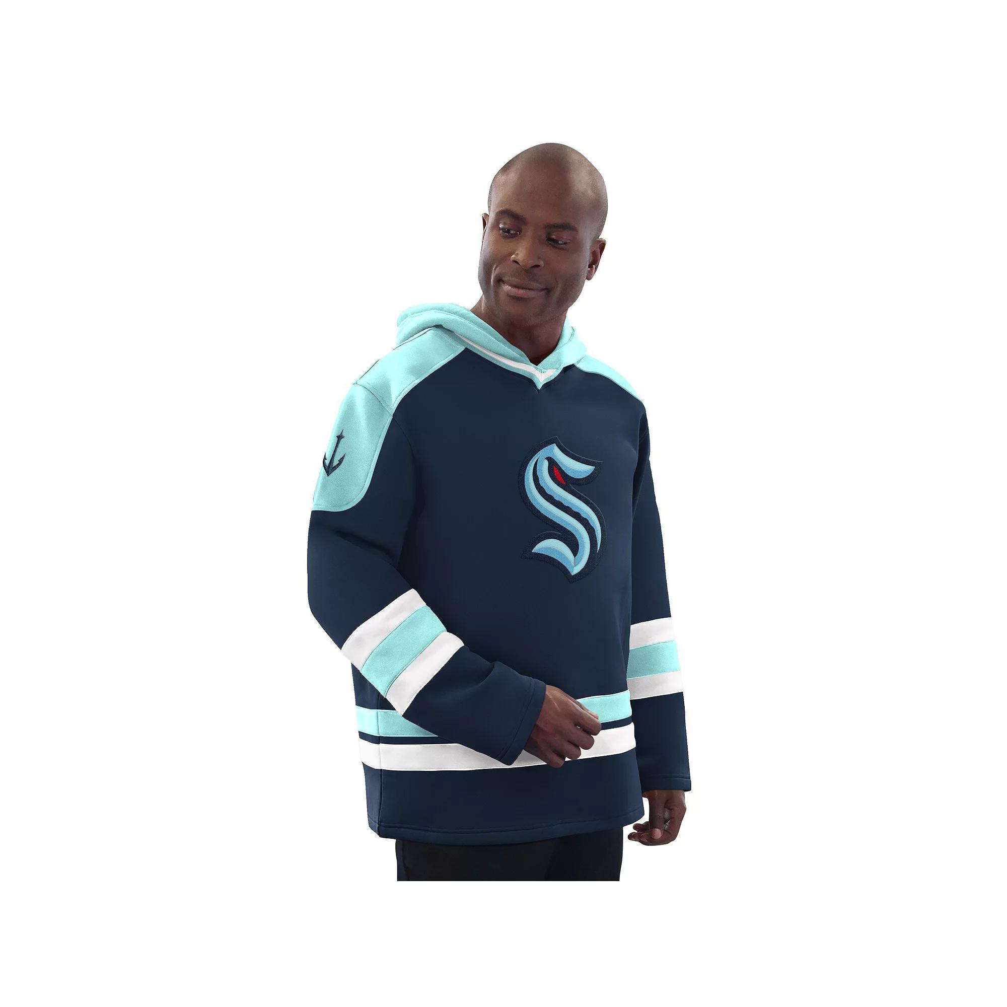 Men's Starter Deep Sea Blue/Light Blue Seattle Kraken Hockey Pullover Hoodie, Size: XL, Krk Blue Product Image