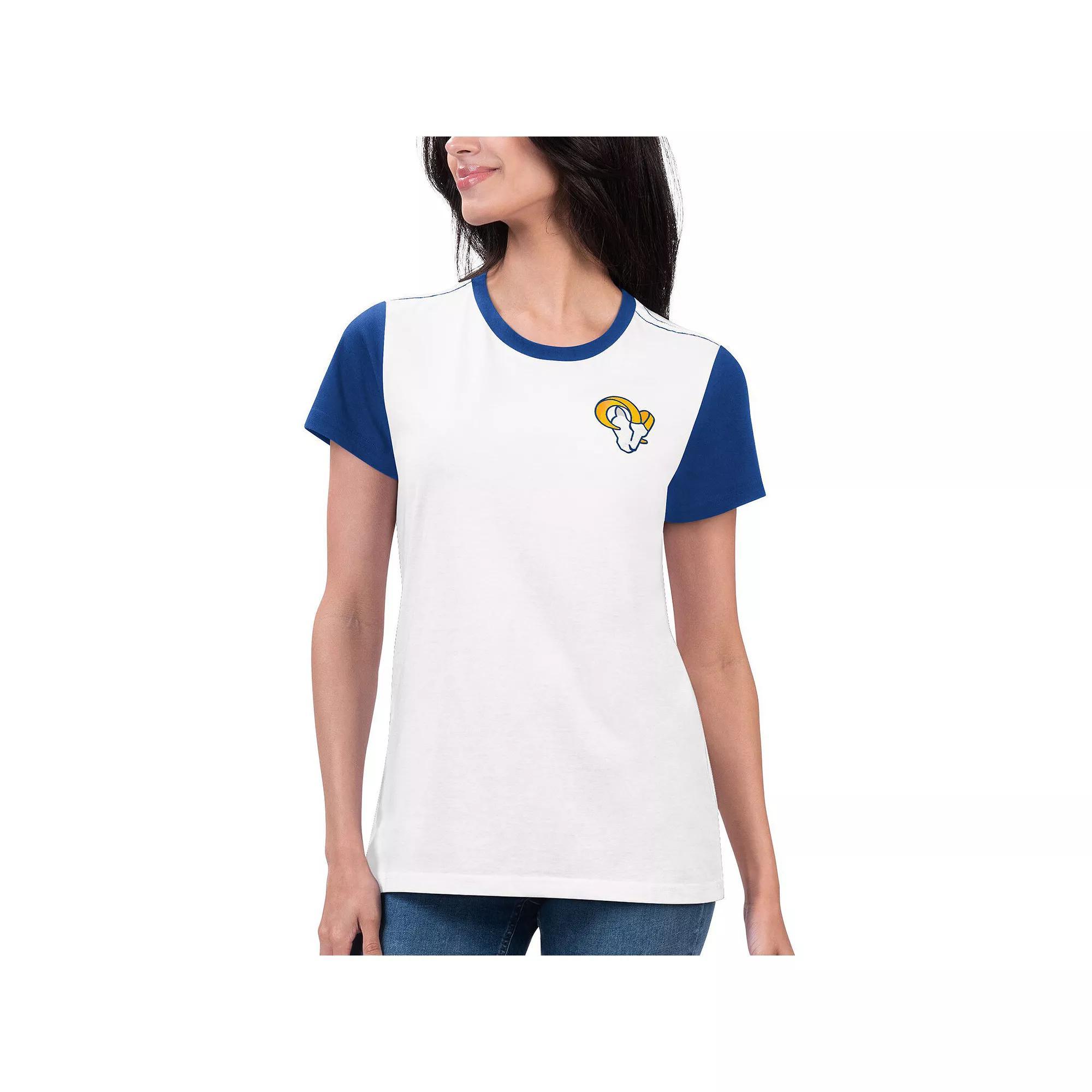Women's G-III 4Her by Carl Banks White/Royal Los Angeles Rams Fashion Illustration T-Shirt, Size: Large Product Image