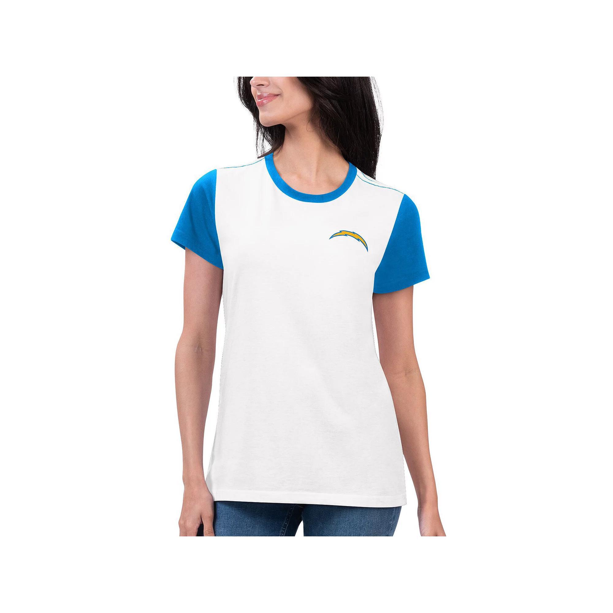 Women's G-III 4Her by Carl Banks White/Powder Blue Los Angeles Chargers Fashion Illustration T-Shirt, Size: Large Product Image