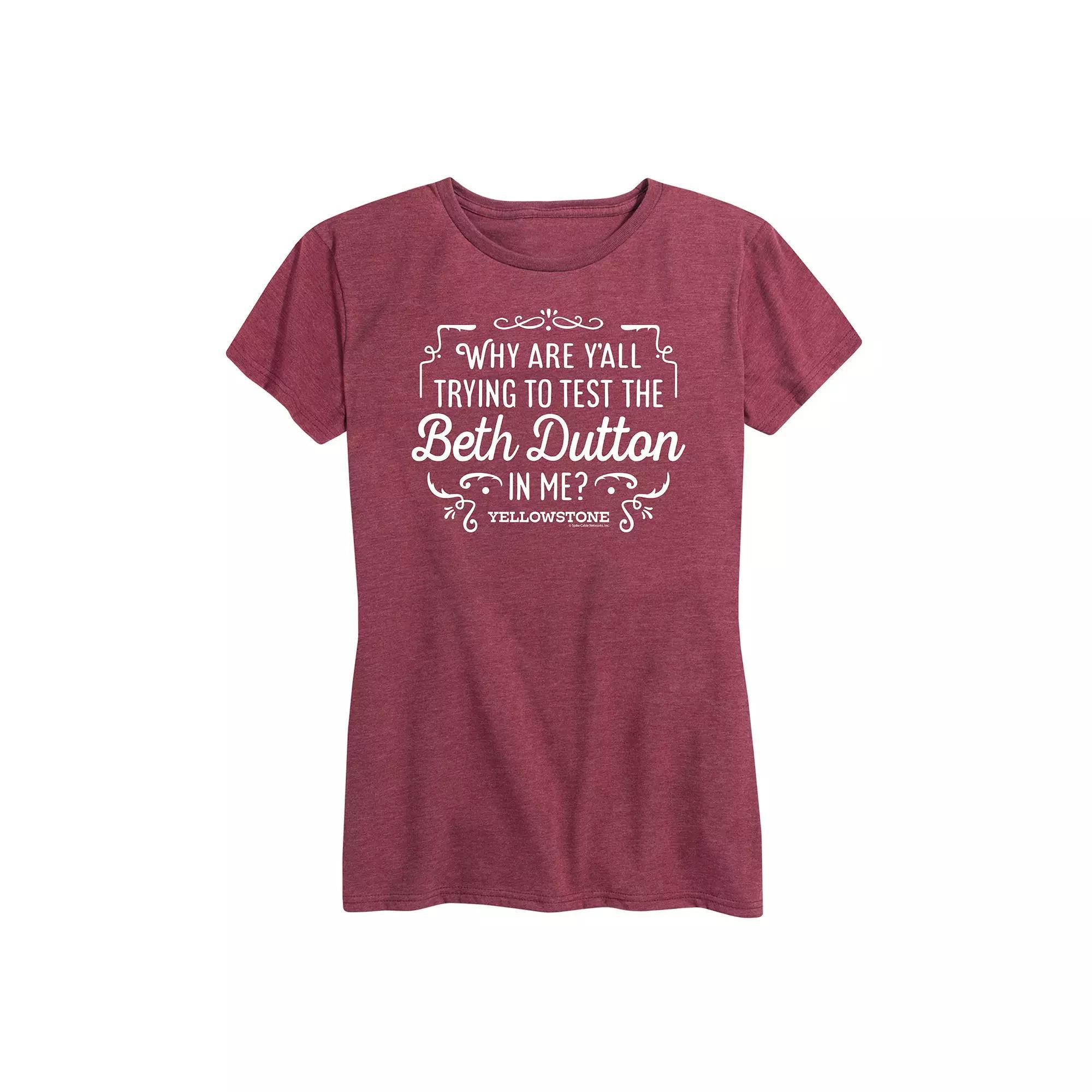 Womens Yellowstone Trying To Test Graphic Tee, Girls Grey Blue Product Image