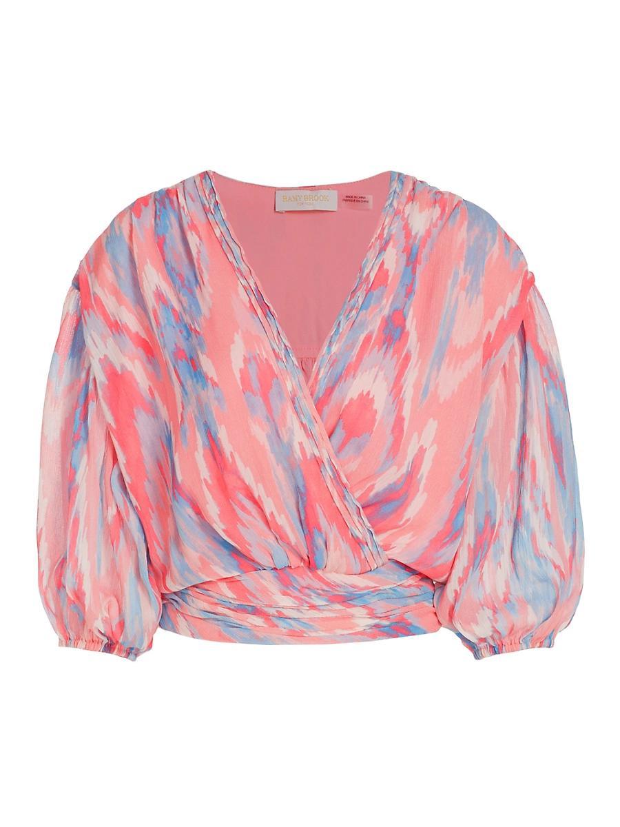 Womens Blaire Abstract Balloon-Sleeve Surplice Top Product Image