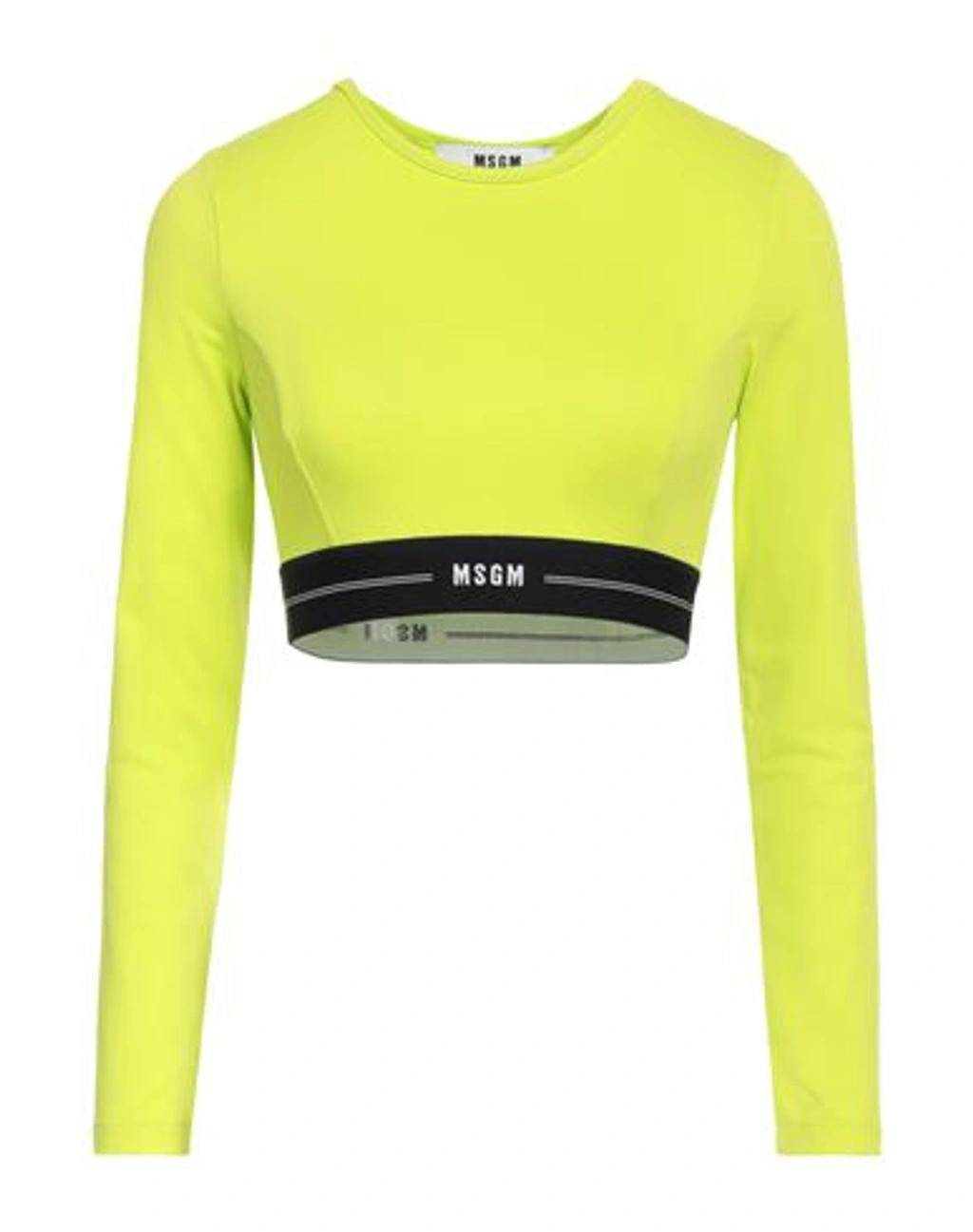 MSGM Long Sleeve Crop Top In Green Product Image