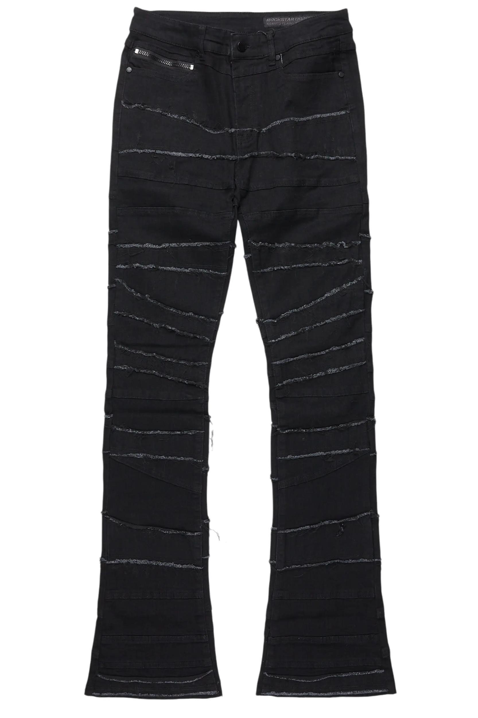 Franko Jet Black Stacked Flare Jean Male Product Image