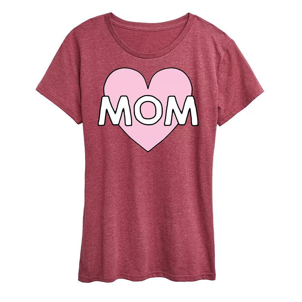 Women's Mom Heart Graphic Tee, Size: Medium, Grey Gray Product Image