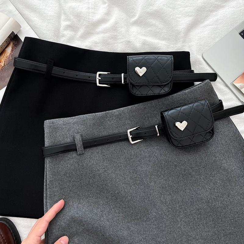 High Waist Belted Mini A-Line Skirt with Belt Product Image