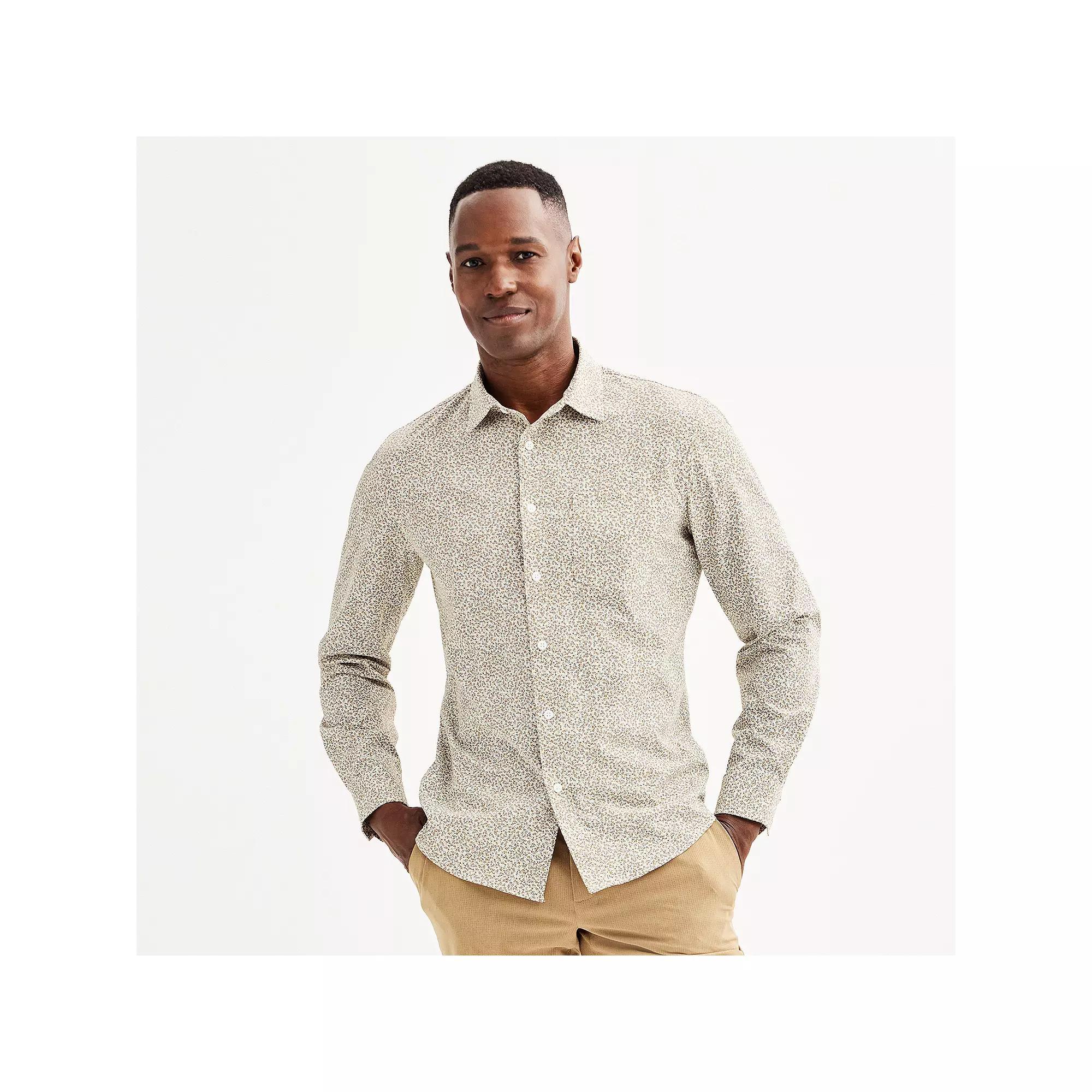 Men's FLX Slim Performance Untucked-Fit Button Down Long Sleeve Shirt, Size: Small SLIM, Blue Product Image